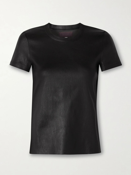  Stouls   Leather T Shirt   Black 
