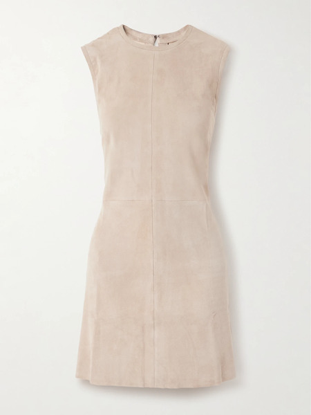  Stouls   Miuccia Paneled Suede Mini Dress   Sand 