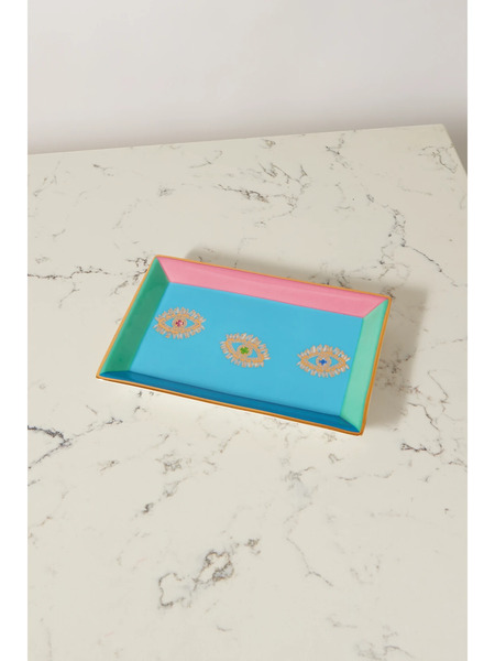  Suzanne Kalan   + Jonathan Adler Porcelain Jewelry Tray   Blue 
