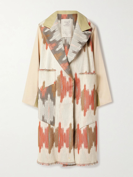  Thank You Have A Good Day   Crosby Paneled Cotton Jacquard, Velvet And Herringbone Twill Coat   Neutral 