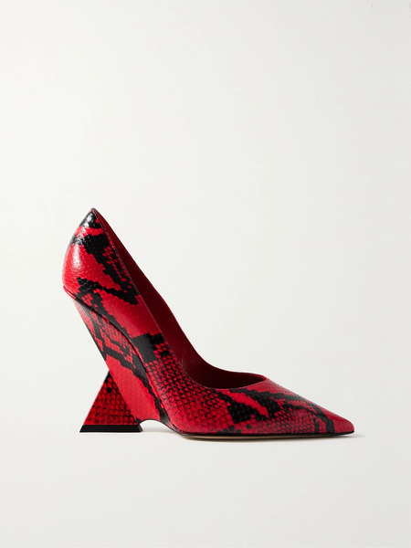  The Attico   Cheope Snake Effect Leather Pumps   Red 