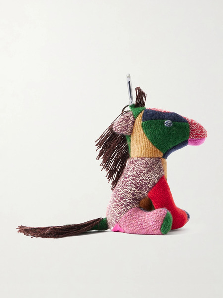  The Elder Statesman   Pony Patchwork Cashmere Keychain   Pink 