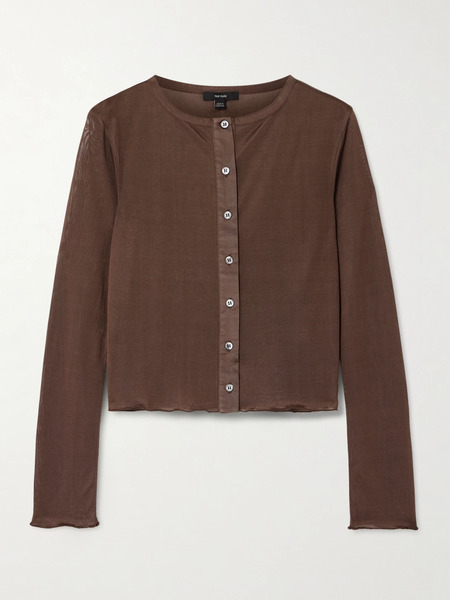  The Park   Hazel Semi Sheer Lyocell Cardigan   Chocolate 