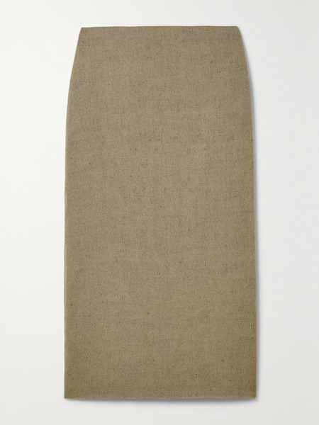  The Row   Alma Linen And Cashmere Blend Midi Skirt   Beige 