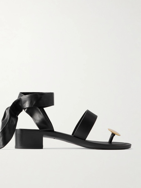  The Row   Band Embellished Leather Sandals   Black 