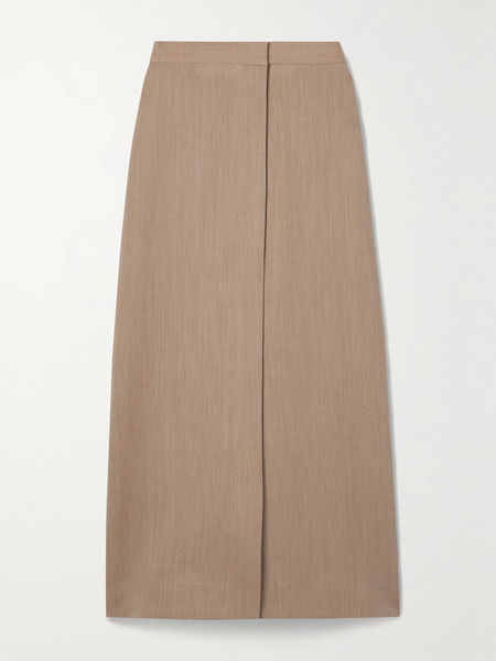  The Row   Barlow Wool Midi Wrap Skirt   Stone 