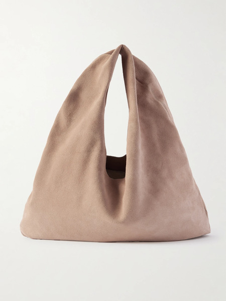  The Row   Bindle Small Suede Shoulder Bag   Beige 
