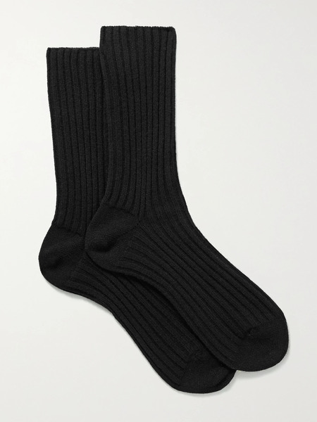  The Row   Calf Ribbed Cashmere Socks   Black 