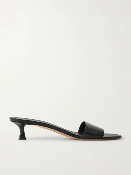  The Row   Combo Leather Mules   Black 