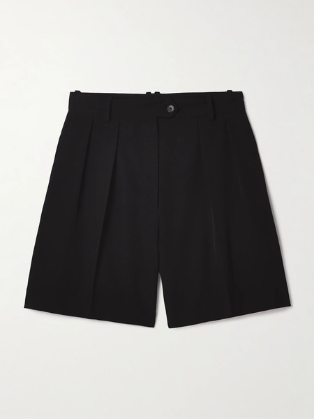  The Row   Efron Pleated Wool Twill Shorts   Black 