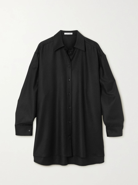  The Row   Essentials Caroline Oversized Wool Shirt   Black 