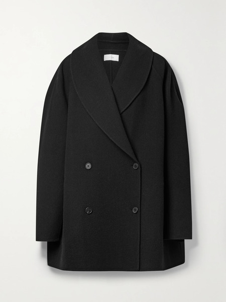  The Row   Essentials Polli Double Breasted Wool Blend Coat   Black 