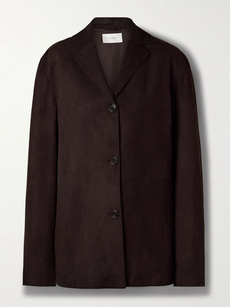  The Row   Fabian Suede Jacket   Dark Brown 