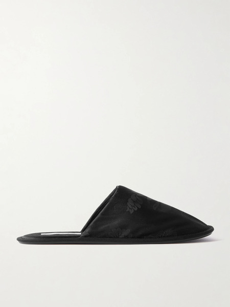  The Row   Frances Satin Jacquard Slippers   Black 