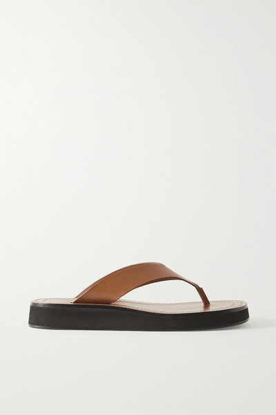  The Row   Ginza Leather Platform Flip Flops   Sand 
