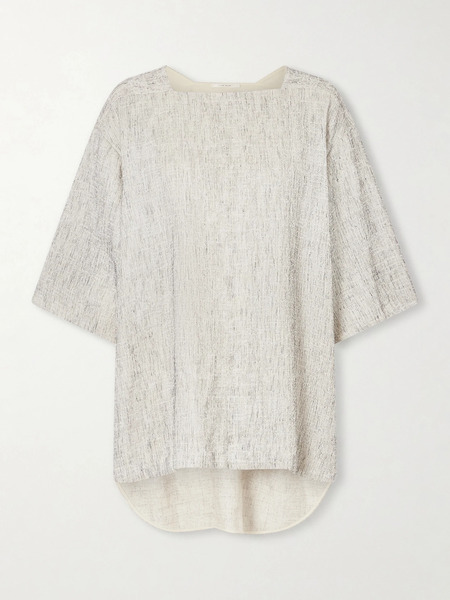  The Row   Hamza Oversized Linen And Silk Blend Top   Gray 