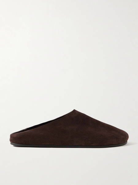  The Row   Hudson Suede Slip Ons   Dark Brown 