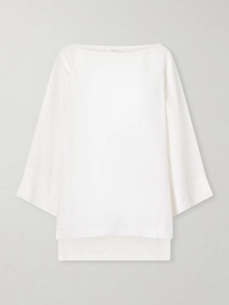  The Row   Junia Oversized Linen Blouse   White 