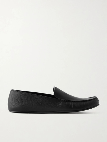  The Row   Leo Textured Leather Loafers   Black 