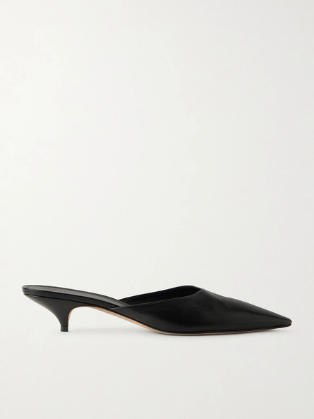  The Row   Lisa Polished Leather Mules   Black 