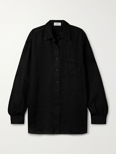  The Row   Nesson Linen Shirt   Black 