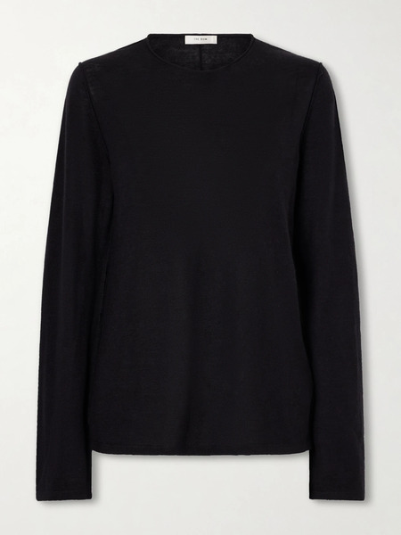  The Row   Nile Cashmere, Silk And Linen Blend Sweater   Black 