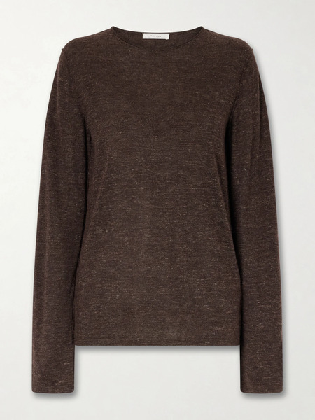  The Row   Nile Cashmere, Silk And Linen Blend Sweater   Dark Brown 