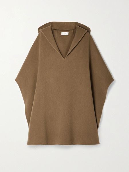  The Row   Nusa Hooded Wool And Cashmere Blend Poncho   Brown 