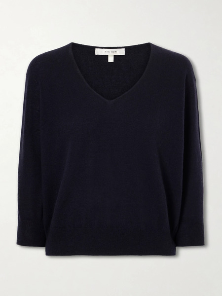  The Row   Orchidea Cashmere Knit Sweater   Navy 