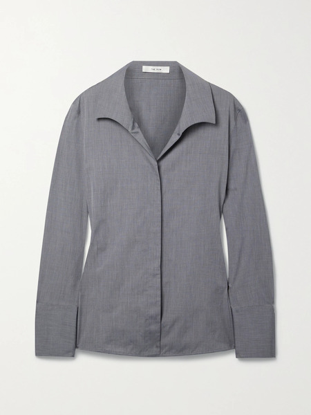  The Row   Peg Cotton Poplin Shirt   Gray 