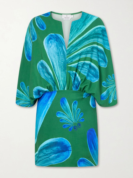  Themis Z   Alcmene Printed Satin Mini Dress   Green 