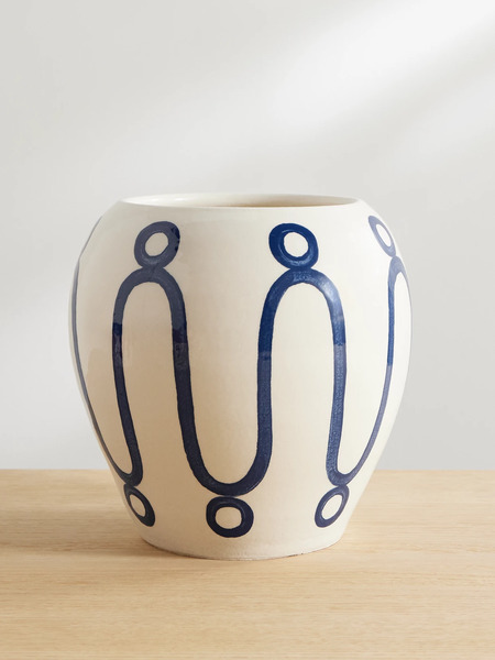  Themis Z   Cycladic Printed Ceramic Vase   Blue 