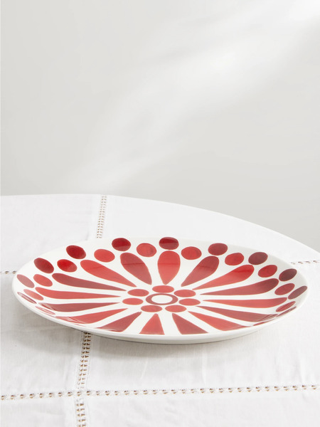  Themis Z   Helios Painted Porcelain Serving Platter   Red 