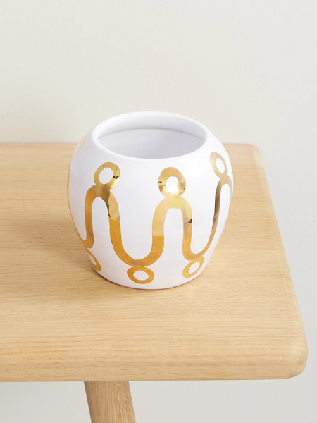  Themis Z   Serenity Gold Plated Ceramic Vase   One Size 