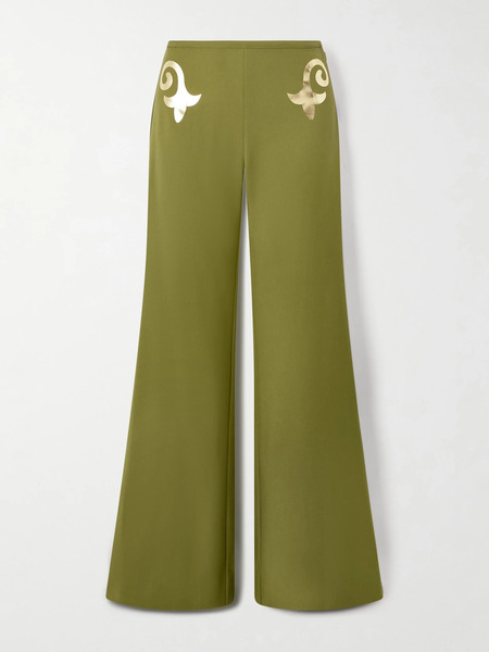  Themis Z   Sirin Crepe Flared Pants   Green 