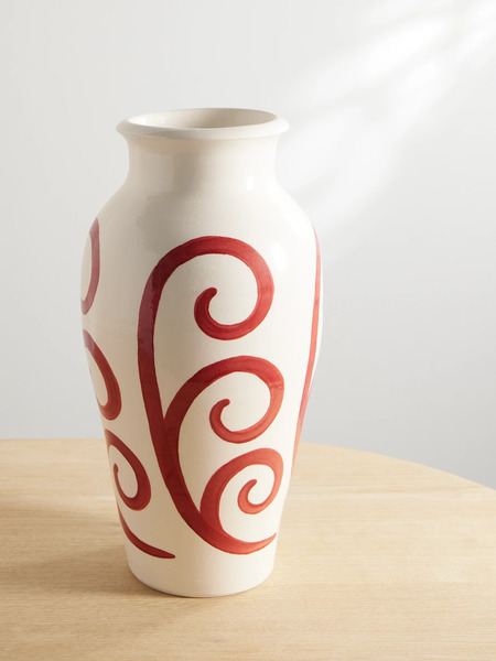  Themis Z   The Peacock Printed Ceramic Vase   Burgundy 