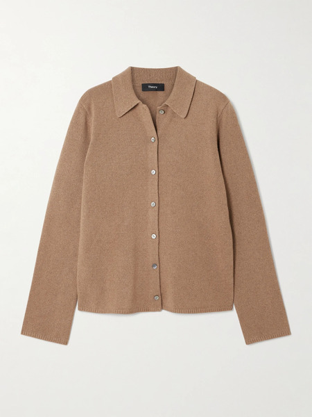  Theory   Cashmere And Wool Blend Cardigan   Beige 