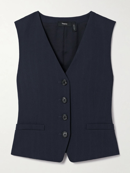  Theory   Embroidered Crepe Vest   Navy 