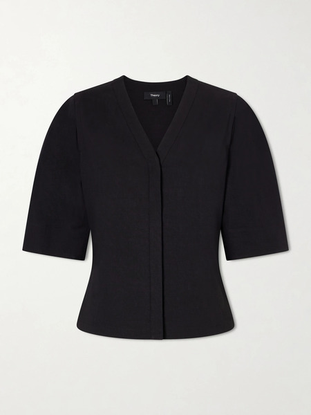  Theory   Linen Blend Blouse   Black 