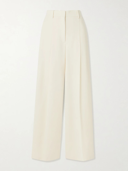  Theory   Pleated Crepe Wide Leg Pants   Off White 