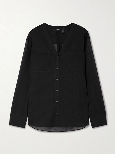  Theory   Wool Blend Blouse   Black 