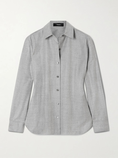  Theory   Wool Flannel Shirt   Light Gray 