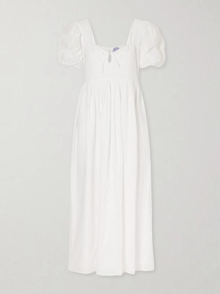  Thierry Colson   Calliope Embroidered Cotton Midi Dress   Off White 
