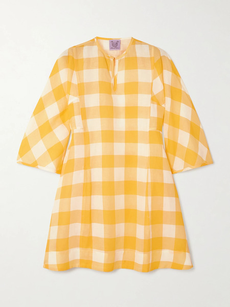  Thierry Colson   Rachel Gingham Linen And Cotton Blend Mini Dress   Yellow 