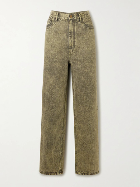  Tibi   Acid Wash High Rise Wide Leg Jeans   Green 