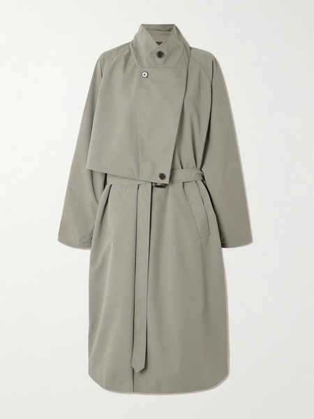  Tibi   Frank Belted Layered Shell Trench Coat   Stone 