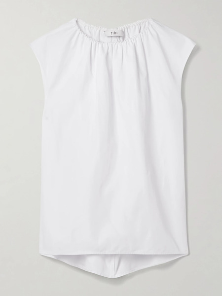  Tibi   Gathered Poplin Top   White 