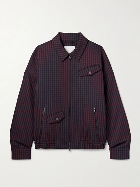  Tibi   Jules Gingham Wool Bomber Jacket   Dark Purple 