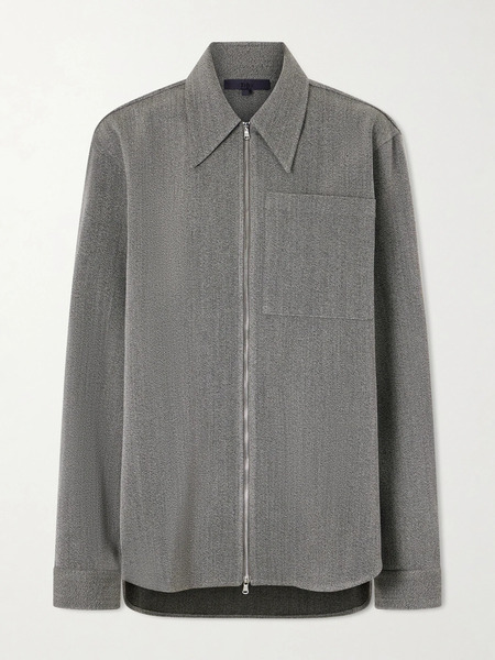  Tibi   Mélange Virgin Wool Zip Up Jacket   Gray 