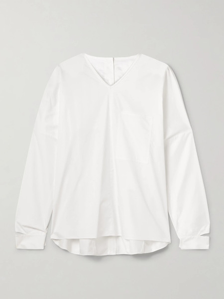  Tibi   Oversized Cutout Cotton Poplin Shirt   White 